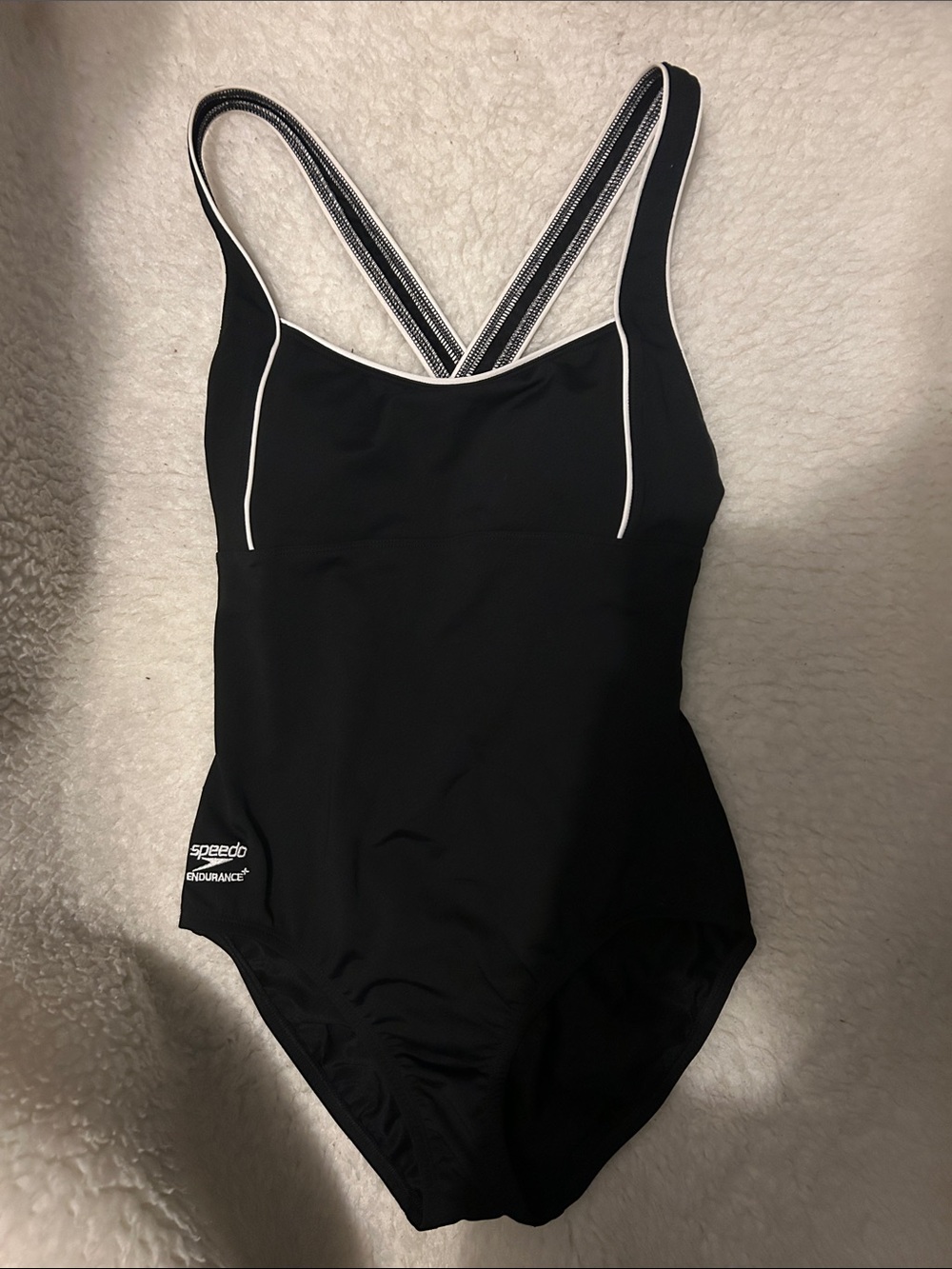 Speedo Black One-Piece Swimsuit with White Trim